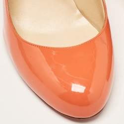 Pre Owned Christian Louboutin Orange Patent Simple Pumps Size 41