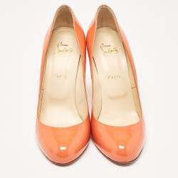 Pre Owned Christian Louboutin Orange Patent Simple Pumps Size 41