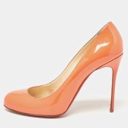Pre Owned Christian Louboutin Orange Patent Simple Pumps Size 41