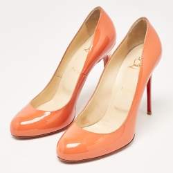 Pre Owned Christian Louboutin Orange Patent Simple Pumps Size 41