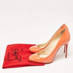 Pre Owned Christian Louboutin Orange Patent Simple Pumps Size 41