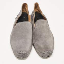 Pre Owned Christian Louboutin Grey Crocodile Leather and Suede Espadon Espadrille Loafers Size 40