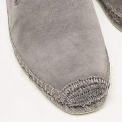 Pre Owned Christian Louboutin Grey Crocodile Leather and Suede Espadon Espadrille Loafers Size 40