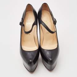 مملوكة مسبقًا Christian Louboutin Black Leather Lady Daf Mary Jane Pumps Size 39