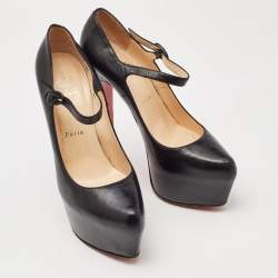 مملوكة مسبقًا Christian Louboutin Black Leather Lady Daf Mary Jane Pumps Size 39