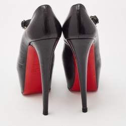 مملوكة مسبقًا Christian Louboutin Black Leather Lady Daf Mary Jane Pumps Size 39