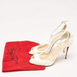 Christian Louboutin White Patent Leather Senora Peep Toe Pumps Size 37
