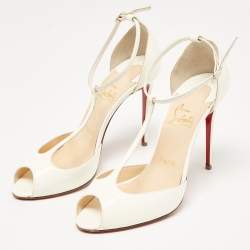 Christian Louboutin White Patent Leather Senora Peep Toe Pumps Size 37