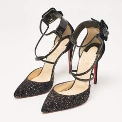 مملوكة مسبقًا صندل كريستيان لوبوتان سوزانا سبايكس ليو جلد أسود وجلد لامع مقاس 38.5