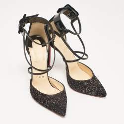 مملوكة مسبقًا صندل كريستيان لوبوتان سوزانا سبايكس ليو جلد أسود وجلد لامع مقاس 38.5