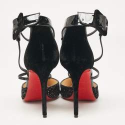 مملوكة مسبقًا صندل كريستيان لوبوتان سوزانا سبايكس ليو جلد أسود وجلد لامع مقاس 38.5