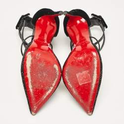 مملوكة مسبقًا صندل كريستيان لوبوتان سوزانا سبايكس ليو جلد أسود وجلد لامع مقاس 38.5