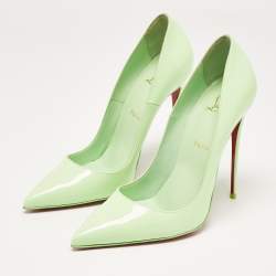 Pre Owned Christian Louboutin Green Patent Leather So Kate Pointed Toe Pumps Size 40