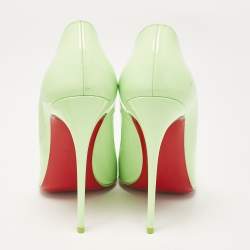 Pre Owned Christian Louboutin Green Patent Leather So Kate Pointed Toe Pumps Size 40