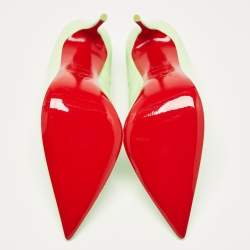 Pre Owned Christian Louboutin Green Patent Leather So Kate Pointed Toe Pumps Size 40