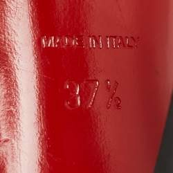 Pre Owned Christian Louboutin Black Patent Leather Buckle Detail Peep Toe Pumps Size 37.5