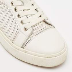 Christian Louboutin White Perforated Leather Vieirissima Sneakers Size 38.5