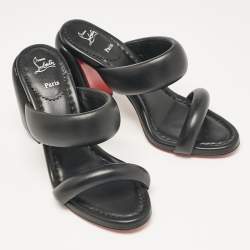 مملوكة مسبقًا Christian Louboutin Black Leather Inflama Sab Slide Sandals Size 39