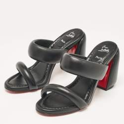 مملوكة مسبقًا Christian Louboutin Black Leather Inflama Sab Slide Sandals Size 39