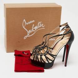 Christian Louboutin Black/Gold Leather 8 Mignons Sandals Size 38