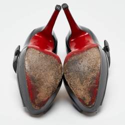 Christian Louboutin Black Patent Leather Zeppa Pumps Size 38