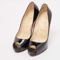 Christian Louboutin Black Patent Leather Very Prive Pumps Size 36.5