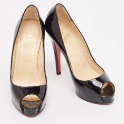 Christian Louboutin Black Patent Leather Very Prive Pumps Size 36.5