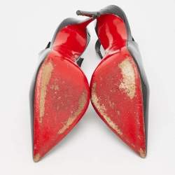 Pre Owned Christian Louboutin Black Patent Leather Hot Chick Pumps Size 38.5