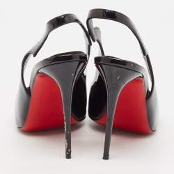 Pre Owned Christian Louboutin Black Patent Leather Hot Chick Pumps Size 38.5