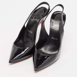 Pre Owned Christian Louboutin Black Patent Leather Hot Chick Pumps Size 38.5
