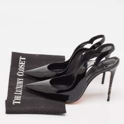 Pre Owned Christian Louboutin Black Patent Leather Hot Chick Pumps Size 38.5