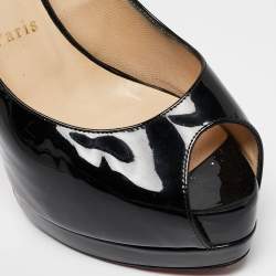 Christian Louboutin Black Patent Leather Private Number Slingback Pumps Size 38