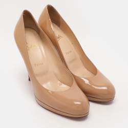 Christian Louboutin Beige Patent Leather New Simple Pumps 41