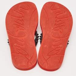 Christian Louboutin Black/Red Rubber Loubi Flip Thong Flat Slides Size 41