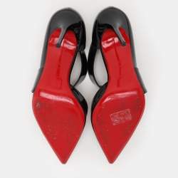 Pre Owned Christian Louboutin Black Patent Leather Opgrade Cross Strap Pumps Size 38