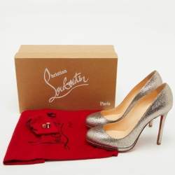 Christian Louboutin Metallic Silver Glitter Fifi Pumps Size 38