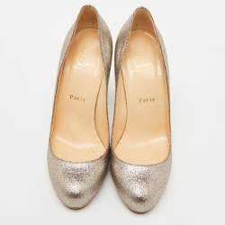 Christian Louboutin Metallic Silver Glitter Fifi Pumps Size 38