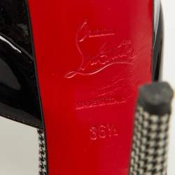 Christian Louboutin Black Patent Leather and Suede Platform Slingback Sandals Size 36.5