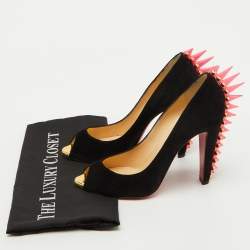 Christian Louboutin Black Suede Electropump Peep Toe Pumps Size 39