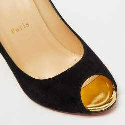Christian Louboutin Black Suede Electropump Peep Toe Pumps Size 39
