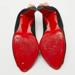 Christian Louboutin Black Suede Electropump Peep Toe Pumps Size 39