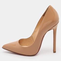 Christian Louboutin Beige Patent Leather Pigalle Pumps Size 36.5