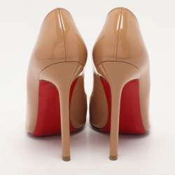 Christian Louboutin Beige Patent Leather Pigalle Pumps Size 36.5