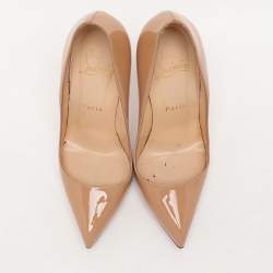 Christian Louboutin Beige Patent Leather Pigalle Pumps Size 36.5