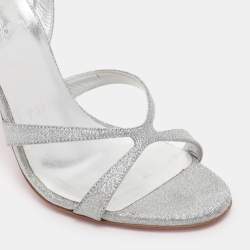 Christian Louboutin Silver Glitter Emilie Slingback Sandals Size 35