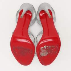 Christian Louboutin Silver Glitter Emilie Slingback Sandals Size 35