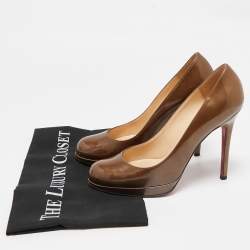 Christian Louboutin Brown Patent New Simple Platform Pumps Size 37