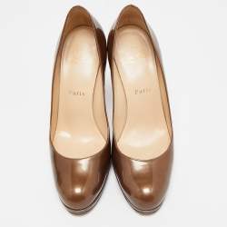 Christian Louboutin Brown Patent New Simple Platform Pumps Size 37