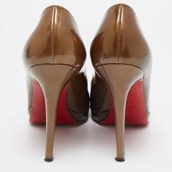 Christian Louboutin Brown Patent New Simple Platform Pumps Size 37