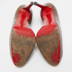 Christian Louboutin Brown Patent New Simple Platform Pumps Size 37